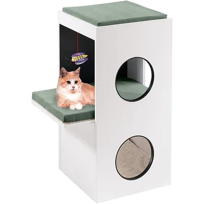 Ferplast Meuble en bois pour chats avec maisonnettes et BLANCO