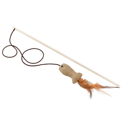 Ferplast Canne à pêche en bois avec souris pour chats Jouet PA 4998