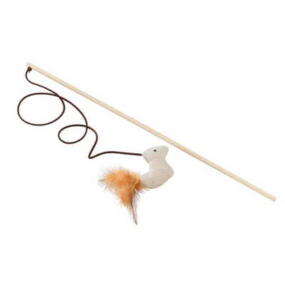 Ferplast Canne à pêche en bois avec souris pour chats Jouet PA 4998