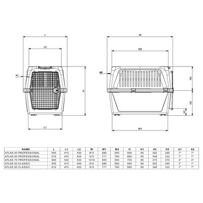 Ferplast Panier de transport pour chiens de taille moyenne ATLAS 50-60