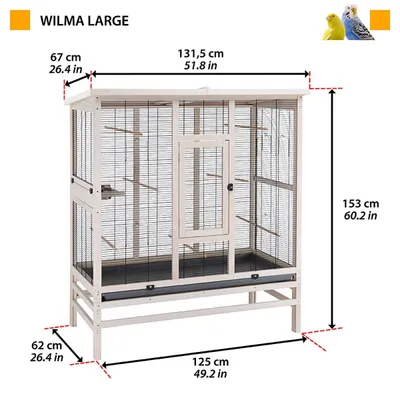 Ferplast Grande volière en bois FSC pour canaris, perruches WILMA LARGE