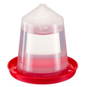 Abreuvoir à Siphon 5 Litres Pour Poussins Et Volailles - Réservoir Blanc Et Bac Rouge - Facile à Remplir