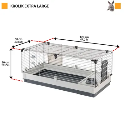 Cage pour Lapins Krolik L/XL Maison de Lapins Animaux Multicolore