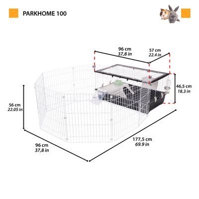Ferplast Cage pour lapins et cochons d'inde avec clôture PARKHOME