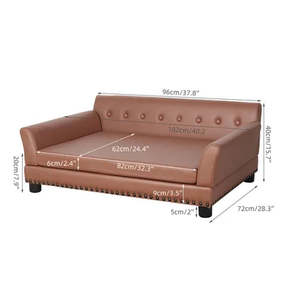 BINGOPAW Canapé en cuir pour chien Lit Surélevé BINGOPAW Canapé en cuir pour chien Lit Surélevé