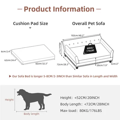 BINGOPAW Canapé en cuir pour chien Lit Surélevé BINGOPAW Canapé en cuir pour chien Lit Surélevé