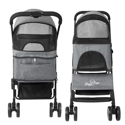 Poussette Chien 20 kg - Chariot à 4 Roues - Gris Poussette Chien 20 kg - Chariot à 4 Roues - Gris