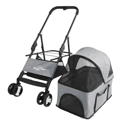 Poussette Chien 20 kg - Chariot à 4 Roues - Gris Poussette Chien 20 kg - Chariot à 4 Roues - Gris