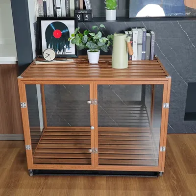 Cage Chien Transparent caisse pour Animaux à Roulette avec 2 Porte