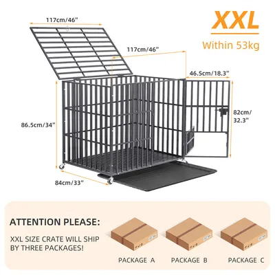 Cage d'intérieur trois portes BINGOPAW pour chien sur roulette