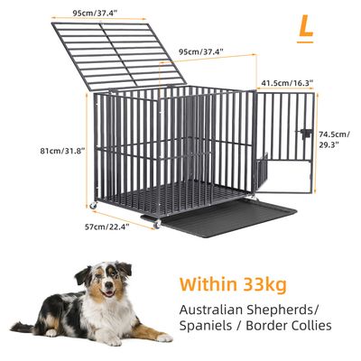 Cage d'intérieur trois portes BINGOPAW pour chien sur roulette