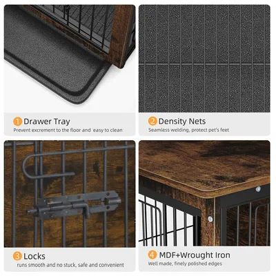 Cage d'intérieur en bois BINGOPAW pour chien Jusqu’à 20 kg