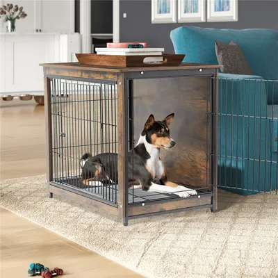 Cage d'intérieur en bois BINGOPAW pour chien Jusqu’à 20 kg