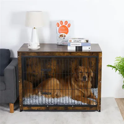 Cage d'intérieur en bois BINGOPAW pour chien Jusqu’à 20 kg