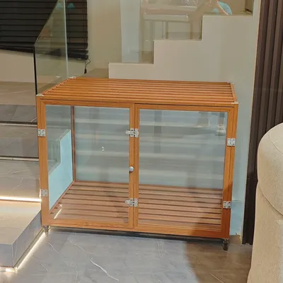 Cage Chien Transparent caisse pour Animaux à Roulette avec 2 Porte