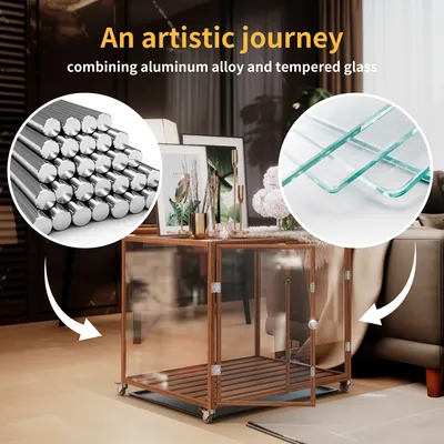 Cage Chien Transparent caisse pour Animaux à Roulette avec 2 Porte