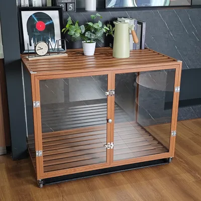 Cage Chien Transparent caisse pour Animaux à Roulette avec 2 Porte