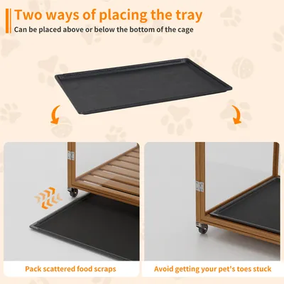 Cage Chien Transparent caisse pour Animaux à Roulette avec 2 Porte