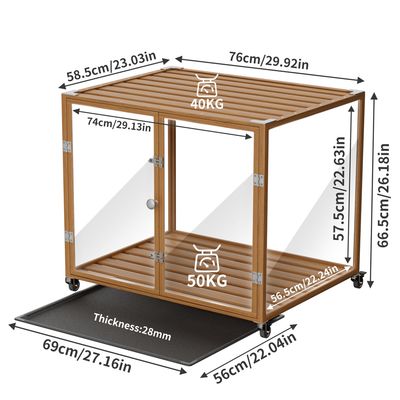 Cage Chien Transparent caisse pour Animaux à Roulette avec 2 Porte