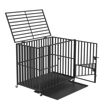 Cage d'intérieur trois portes BINGOPAW pour chien sur roulette