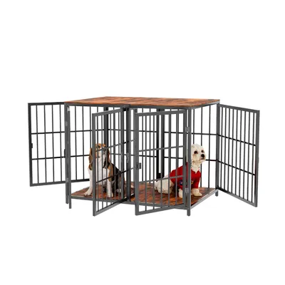 Cage d'intérieur quatre portes BINGOPAW avec Diviseur Amovible pour Chien