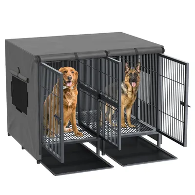 Cage d'intérieur deux portes BINGOPAW avec housse pour chien