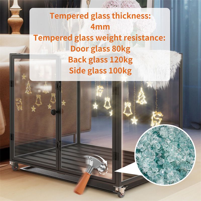 Cage Chien Transparent caisse pour Animaux à Roulette avec 2 Porte