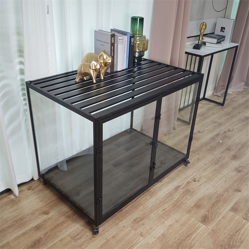Cage Chien Transparent caisse pour Animaux à Roulette avec 2 Porte