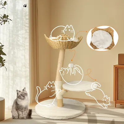 BINGOPAW Arbre à chat en Bois Naturel Living La Tour