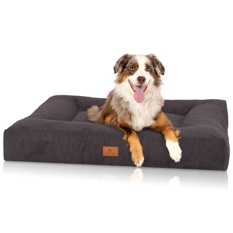 Knuffelwuff orthopädisches Hundebett aus Velours mit Handwebcharakter Sofia
