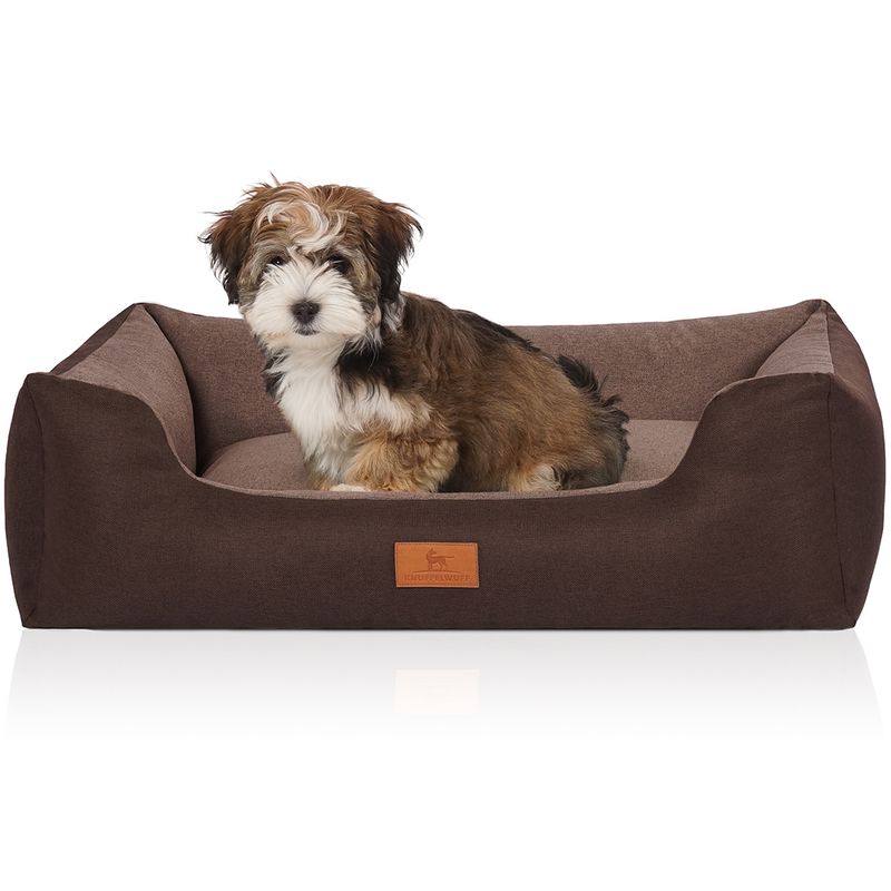 Knuffelwuff Hundebett Luke aus Velours mit feinem Handwebcharakter