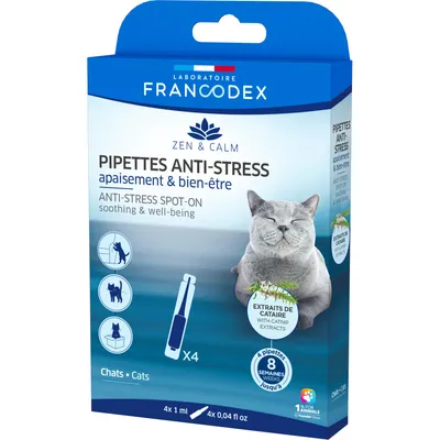 4 Pipettes anti-stress  apaisant et bien-être pour chats