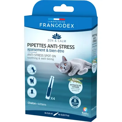 Francodex - 4 Pipettes anti-stress  apaisant et bien-être pour chatons