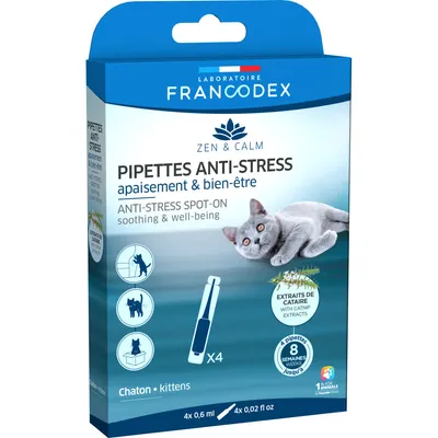 Francodex - 4 Pipettes anti-stress  apaisant et bien-être pour chatons