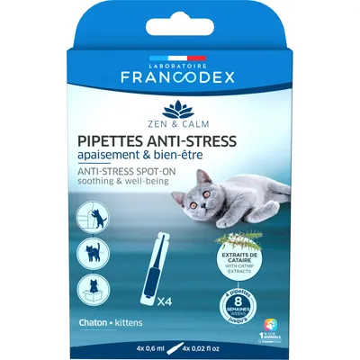 Francodex - 4 Pipettes anti-stress  apaisant et bien-être pour chatons