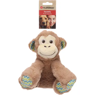 Jouet Drala Singe assis Brun H 21 cm pour chien