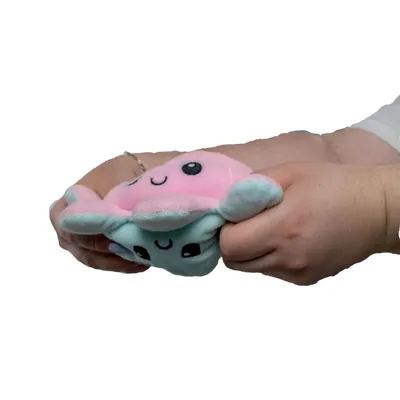Doogy Peluche pieuvre reversible : 19 cm
