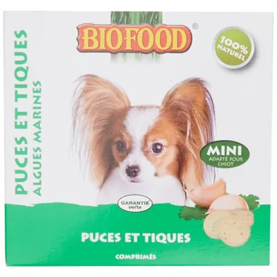 BIOFOOD Mini Friandise Anti-Puces Algue pour Chien 1 unité (100 Pièces)
