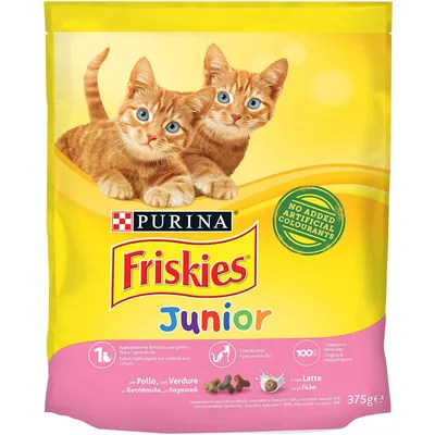 Friskies Junior Croquettes pour Le Chat, avec Poulet, Lait et légumes ajout