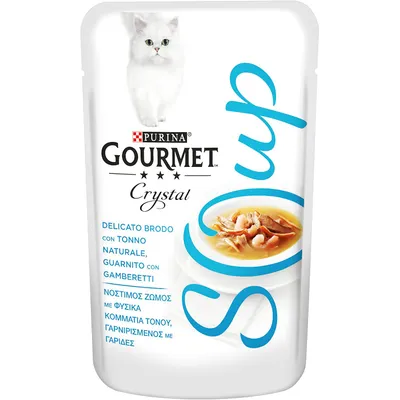 Gourmet - Crystal Soup - Lot de 32 bouillons pour Chat, avec du Thon Nature