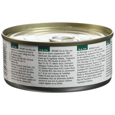 Applaws 100% alimentation humide naturelle pour chat, filet de thon et algu