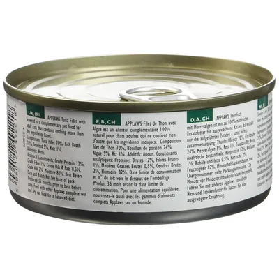 Applaws 100% alimentation humide naturelle pour chat, filet de thon et algu