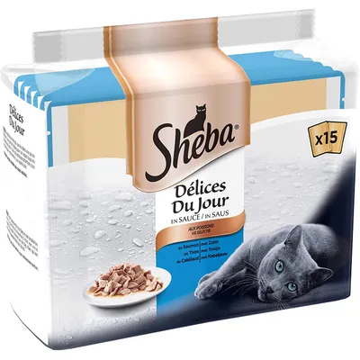 Sheba Délices du Jour,  Sélection aux Poissons en Sauce pour Chat Adulte