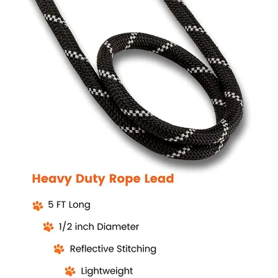 Sweetie Laisse en Corde pour Chien Noir avec 2 poignées rembourrées Confort