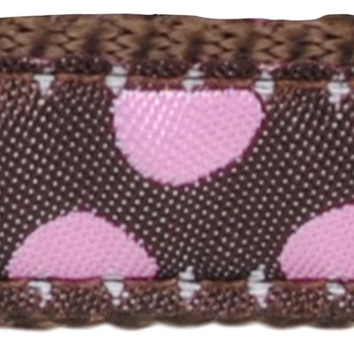 Red Dingo Laisse Confort pour Chien Marron Pois Rose 1,2 m 15 mm