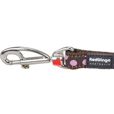 Red Dingo Laisse Confort pour Chien Marron Pois Rose 1,2 m 15 mm