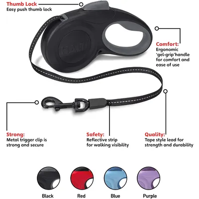 Halti Retractable Tape Lead Laisse à Enrouleur avec Bande Réfléchissante/Po