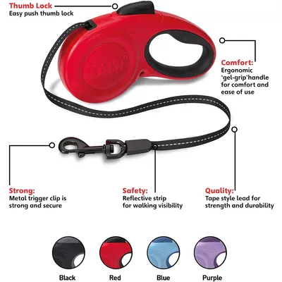 Halti Retractable Tape Lead Laisse à Enrouleur avec Bande Réfléchissante/Po