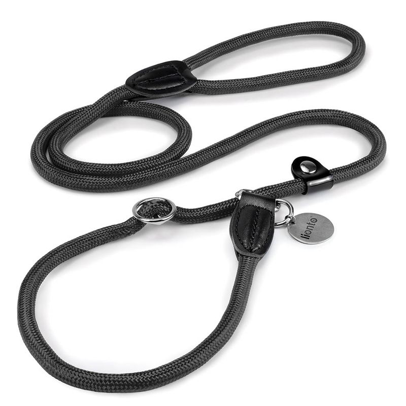 lionto laisse de dressage avec collier intégré et butée, en nylon