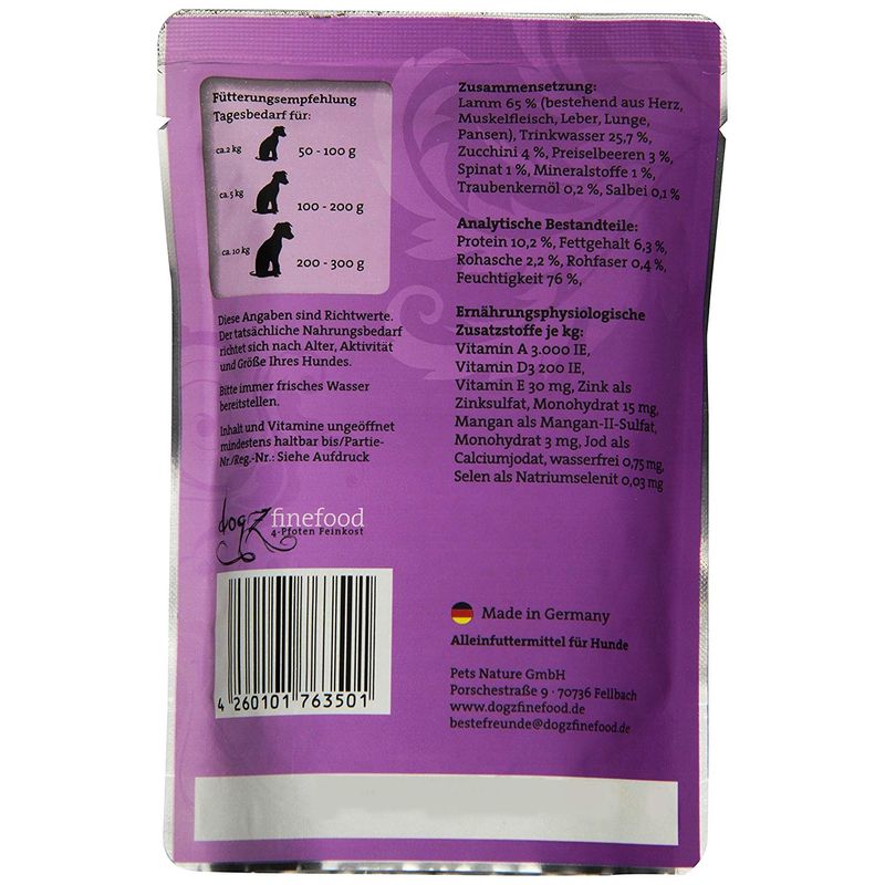 Dogz finefood N ? 10 Nourriture pour Chien Agneau 100 g, Lot de 12 (12 x 10